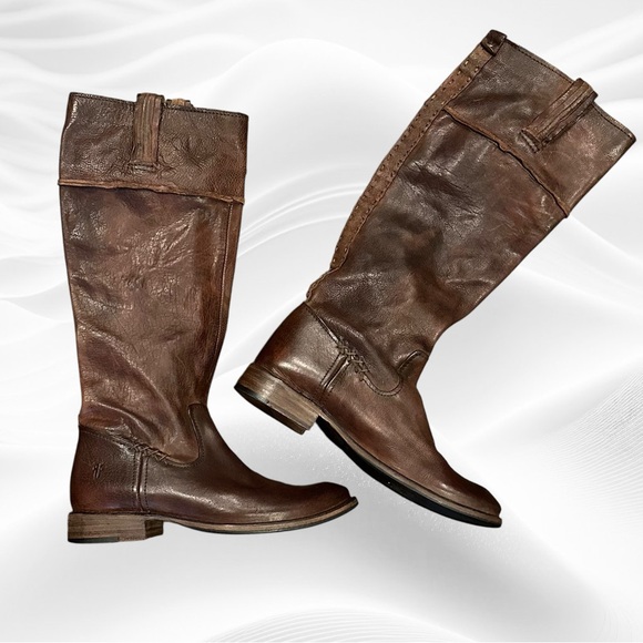 Frye | Shirley Artisan Tall Leather Riding Boots‎ Size 7 Dark Brown - Picture 1 of 10